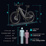 Size of Himo C26 48V 250W 26" Electric Bicycle