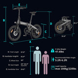 Dimension of Himo Z20 36V 250W 20" Folding Electric Bike