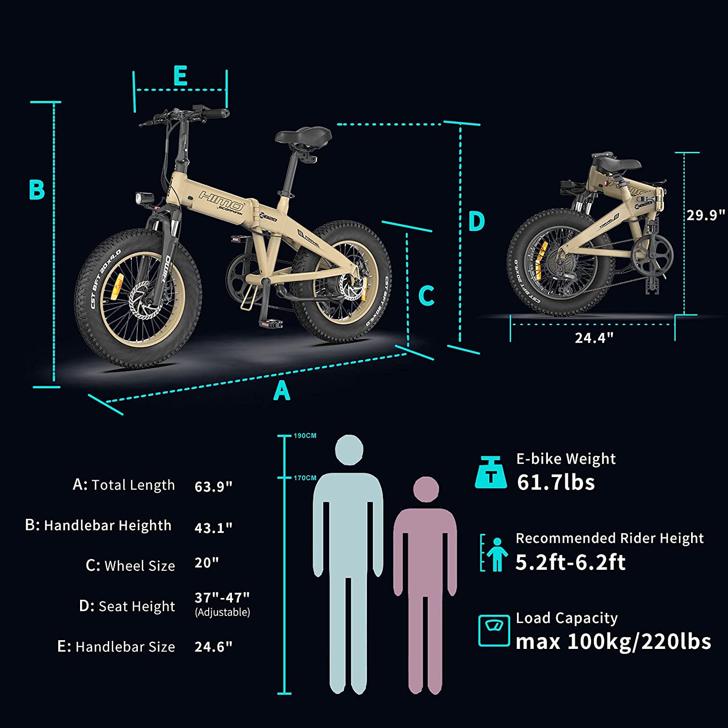 HIMO ZB20 48V 250W 20'' Fat Tire Foldable Electric Bike
